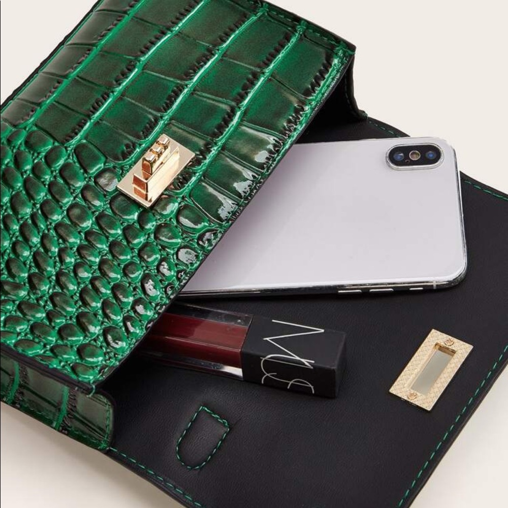 ASOS Green Croc-Embossed Mini Bag - Picture 3 of 16